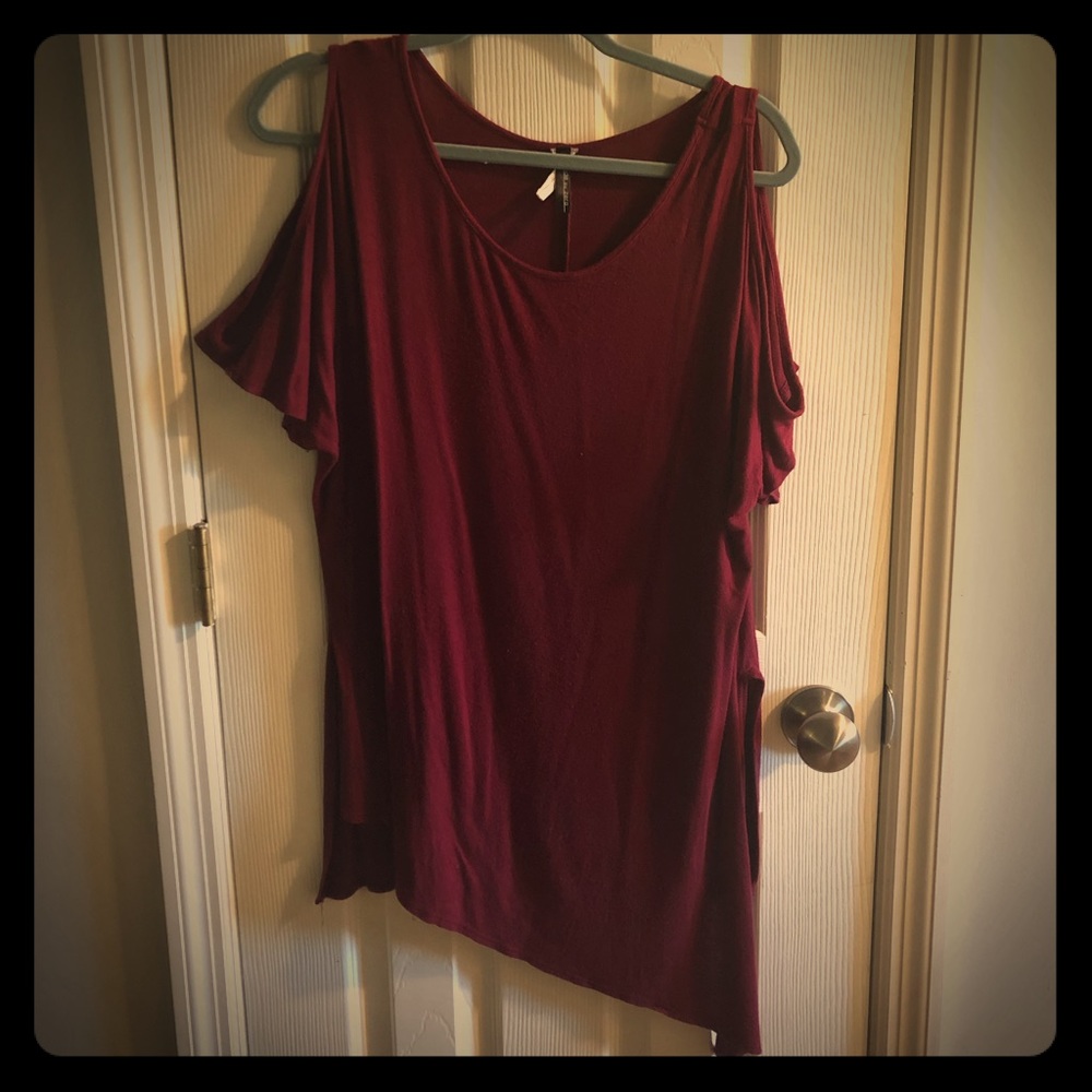 1XL Divide By Zero Flirty Wine Blouse